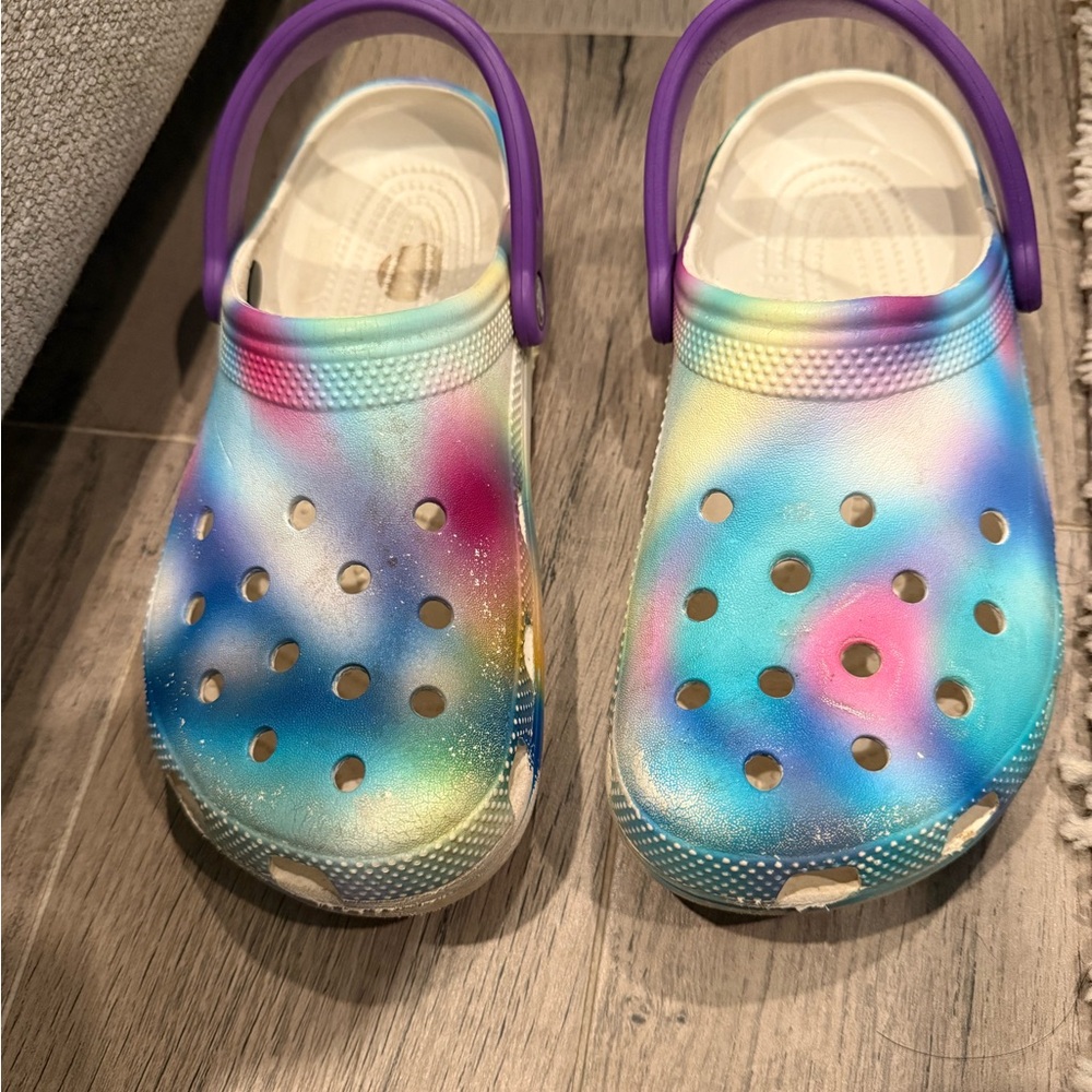 Colorful Kids Crocs with Purple Strap